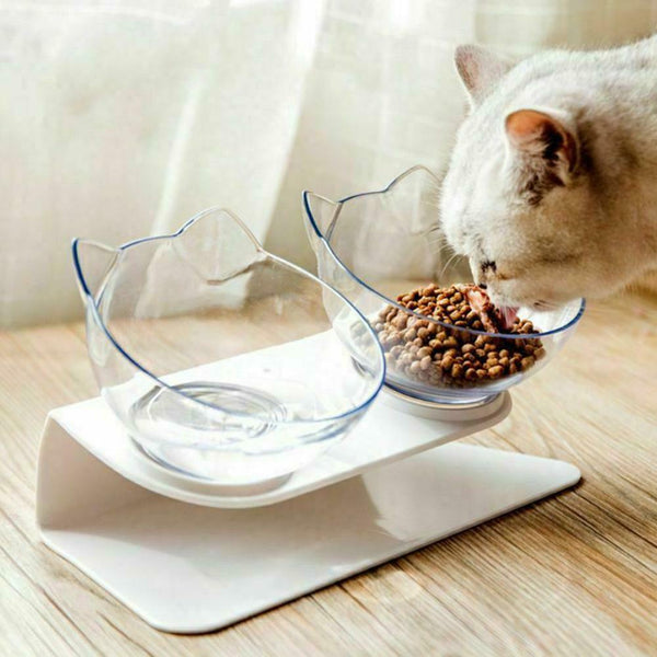 Food Bowl With Stand White Elevated Cat Dog Water Bowl Detachable Pet FeedingsGD - Lets Party