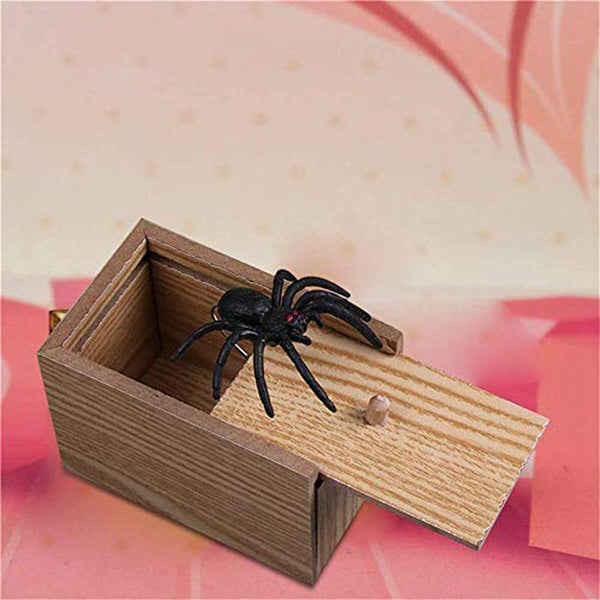 Wooden Prank Spider Scare Box Hidden in Case Trick Play Joke Gag Toys Gifts GD - Lets Party