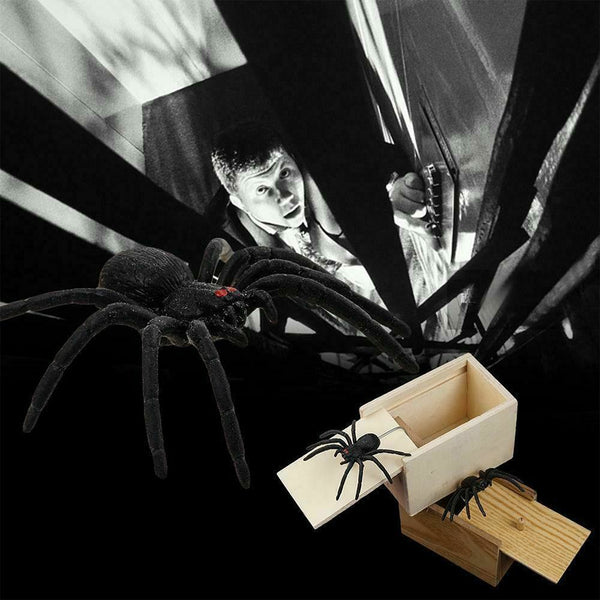 Wooden Prank Spider Scare Box Hidden in Case Trick Play Joke Gag Toys Gifts GD - Lets Party