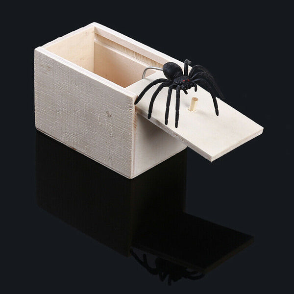 Wooden Prank Spider Scare Box Hidden in Case Trick Play Joke Gag Toys Gifts GD - Lets Party