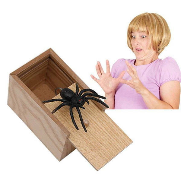 Wooden Prank Spider Scare Box Hidden in Case Trick Play Joke Gag Toys Gifts GD - Lets Party