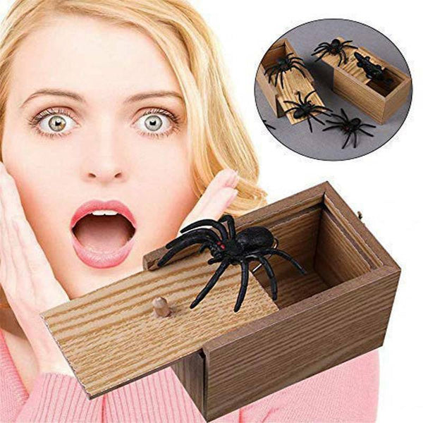 Wooden Prank Spider Scare Box Hidden in Case Trick Play Joke Gag Toys Gifts GD - Lets Party