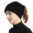 Women's Ponytail Beanie Skull Cap Winter Warm Stretch Cable Knit High Bun Hat - Lets Party