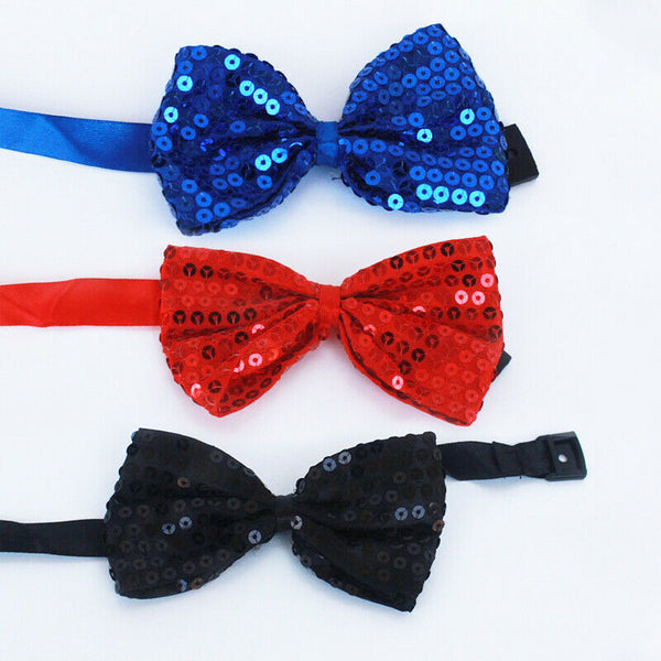 Glitter Sequin Clip-on Bowtie Men's Women Boys Girls Bow Tie Party Dance Costume - Lets Party