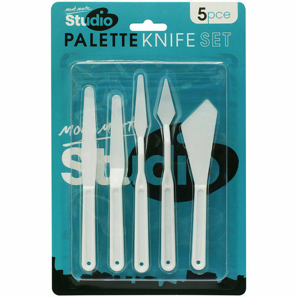 AU MONT MARTE 5pc Plastic Palette Knife Set Paint Art Artist Painting Craft - Lets Party
