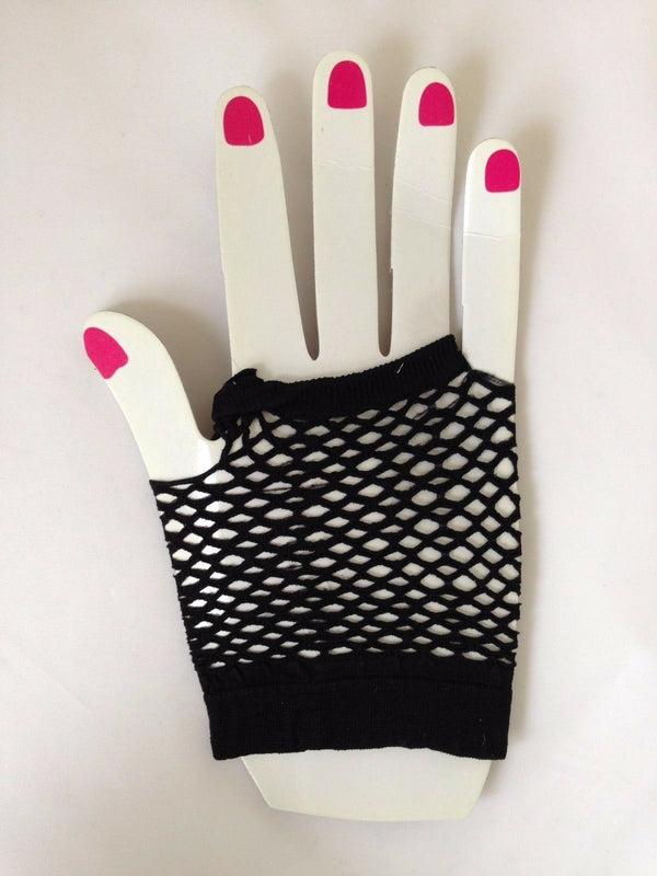 Fishnet Gloves Net Fingerless Length 70s 80s Women's Costume Party Disco Dance - Lets Party