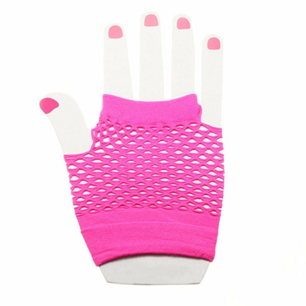 Fishnet Gloves Net Fingerless Length 70s 80s Women's Costume Party Disco Dance - Lets Party