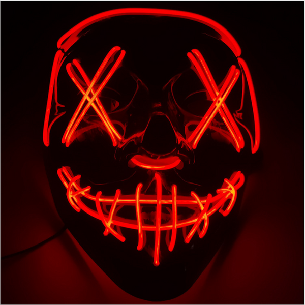 Halloween LED Glow Mask 4 Modes EL Wire Light Up The Purge Movie Costume Party - Lets Party