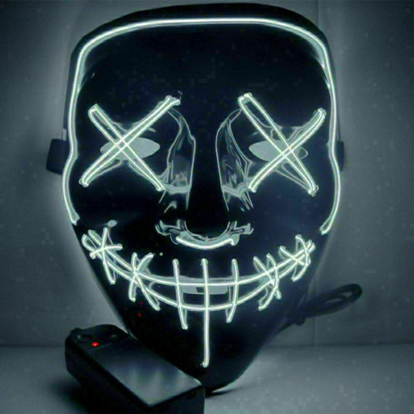 Halloween LED Glow Mask 4 Modes EL Wire Light Up The Purge Movie Costume Party - Lets Party