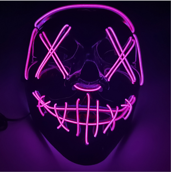 Halloween LED Glow Mask 4 Modes EL Wire Light Up The Purge Movie Costume Party - Lets Party