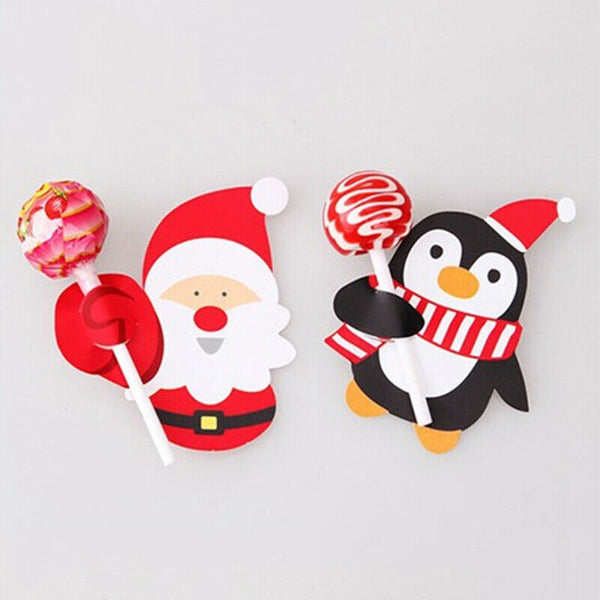 30x Christmas Party Lollipop Lolly Holder Sugar-loaf Paper Card Holder Santa AUS - Lets Party