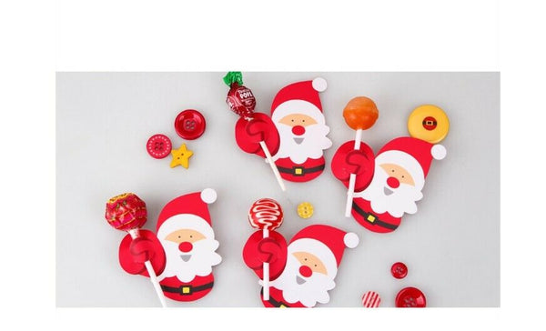 30x Christmas Party Lollipop Lolly Holder Sugar-loaf Paper Card Holder Santa AUS - Lets Party