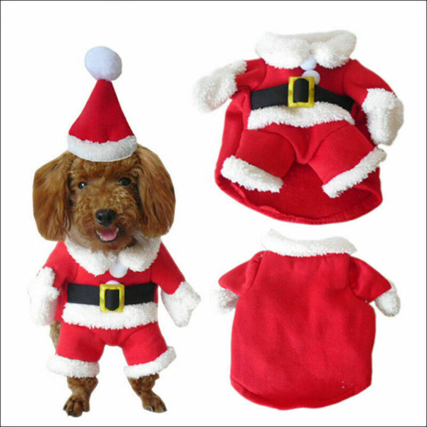 Dog Puppy Cat Clothes Christmas Xmas Santa Claus Cute Costumes Party Apparel - Lets Party