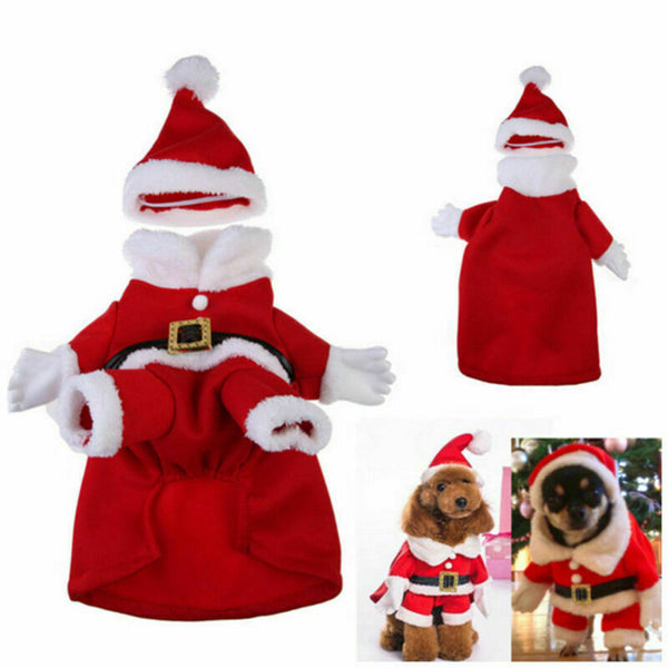 Dog Puppy Cat Clothes Christmas Xmas Santa Claus Cute Costumes Party Apparel - Lets Party