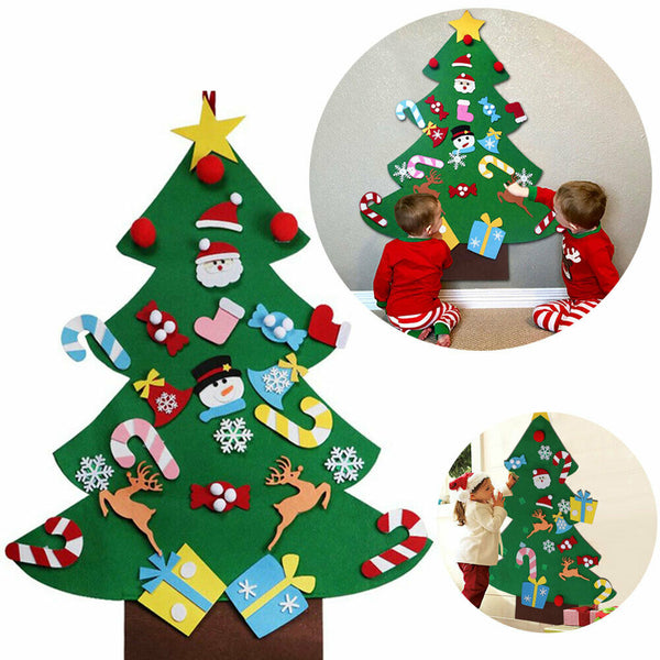 Felt Christmas Tree Set DIY with Removable Ornaments Xmas Hand Craft Decorations - Lets Party