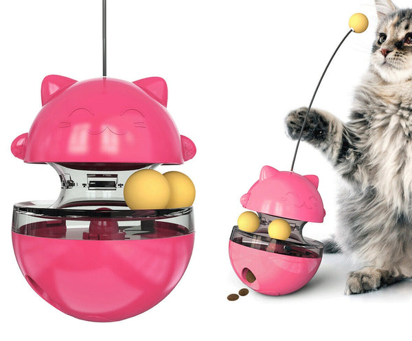 Cat Treat Dispenser Toy Ball Kitten SelfPlay Interactive Tumbler Multifunction - Lets Party