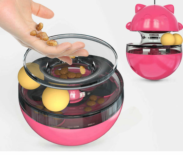 Cat Treat Dispenser Toy Ball Kitten SelfPlay Interactive Tumbler Multifunction - Lets Party