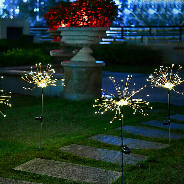 2X Fireworks LED Fairy String Lights Starburst Solar Xmas Garden Night Lamp WH - Lets Party