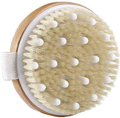 2 In 1 Dry Body Brush Natural Bristle Dead Skin Remover Massage Anti Cellulite % - Lets Party