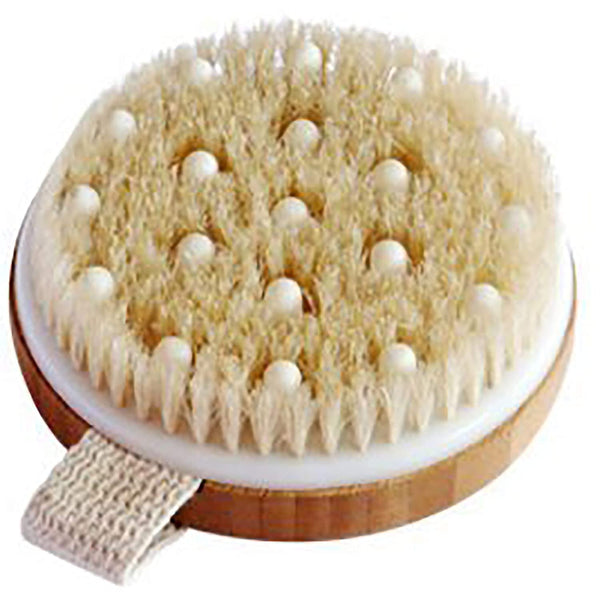 2 In 1 Dry Body Brush Natural Bristle Dead Skin Remover Massage Anti Cellulite % - Lets Party