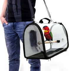 Parrot Carrier Cage Nest Bird Pet Travel Breathable Transparent Handbag Backpack