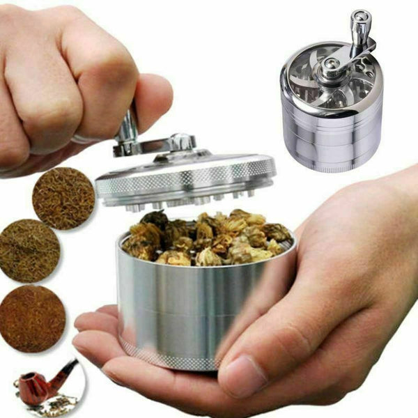 4-layer Smoke Grinder Aluminum Herb Grinders Hand Crank Herbal Tobacco Grinders - Lets Party