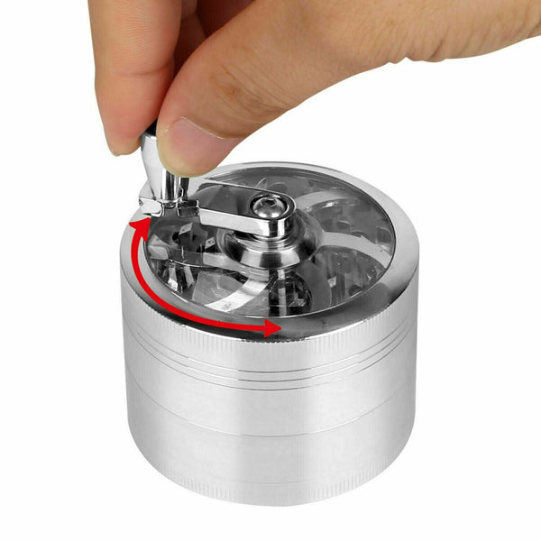 4-layer Smoke Grinder Aluminum Herb Grinders Hand Crank Herbal Tobacco Grinders - Lets Party