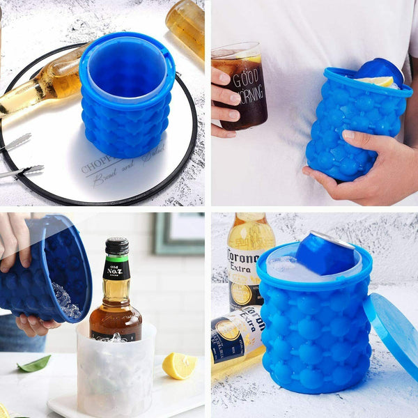 Silicone Ice Cube Magic Maker Revolutionary Space Saving Ice Tray Bucket AUS - Lets Party