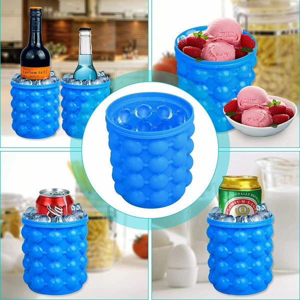 Silicone Ice Cube Magic Maker Revolutionary Space Saving Ice Tray Bucket AUS - Lets Party