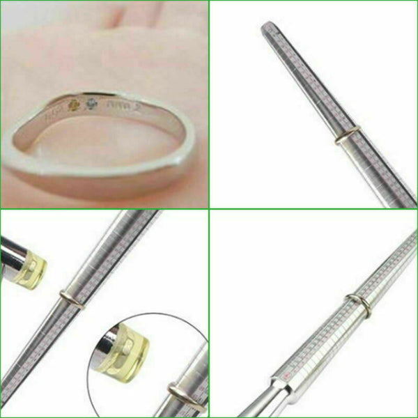 Sizer Finger Ring Gauge Jewelry Measuring Tool Stick Size Mandrel Set Silver - Lets Party