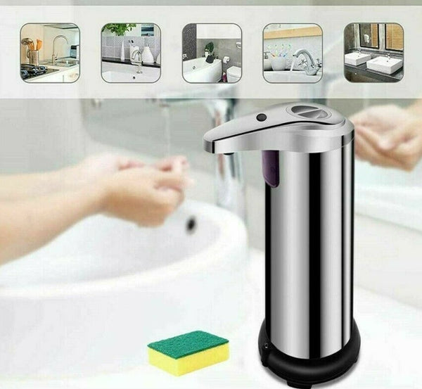 Auto Touchless Sensor Sanitiser Soap Dispenser Stainless Steel refillable 250ml - Lets Party