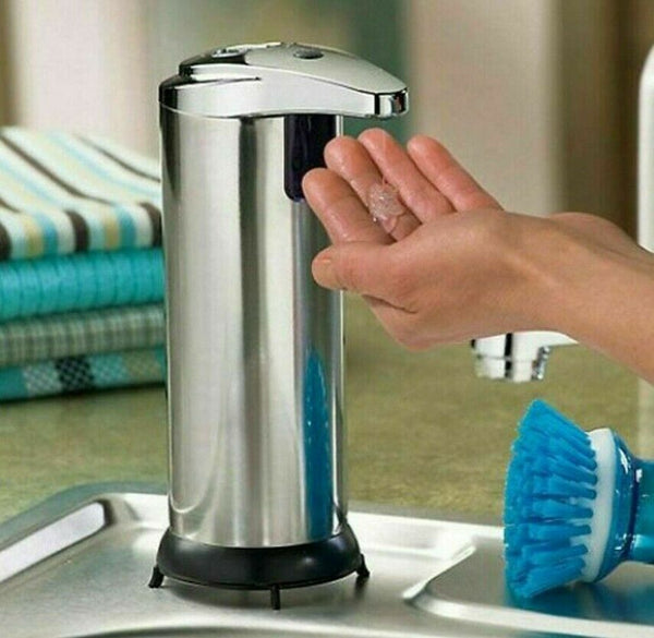 Auto Touchless Sensor Sanitiser Soap Dispenser Stainless Steel refillable 250ml - Lets Party