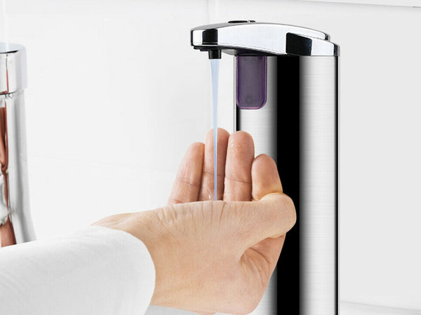 Auto Touchless Sensor Sanitiser Soap Dispenser Stainless Steel refillable 250ml - Lets Party