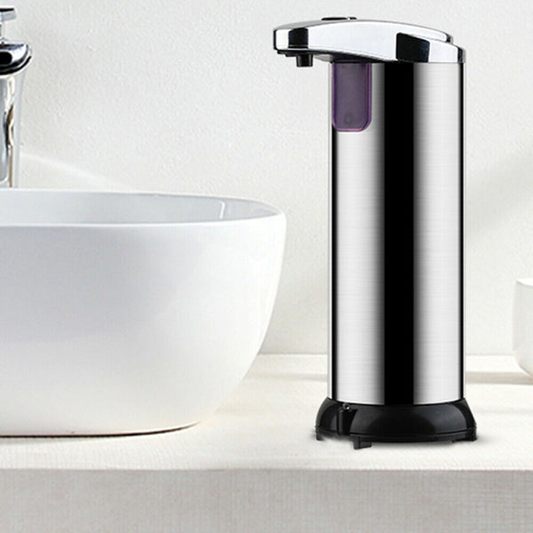 Auto Touchless Sensor Sanitiser Soap Dispenser Stainless Steel refillable 250ml - Lets Party