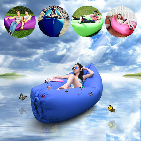 2X Fast Inflatable Lazy Lounge Camping Air Bag Sofa Bed hangout Beach Sleeping - Lets Party