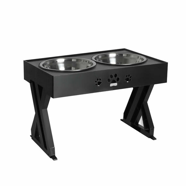 PaWz Elevated Pet Feeder Food Water Double Bowl Adjustable Height Raised Stand - Lets Party