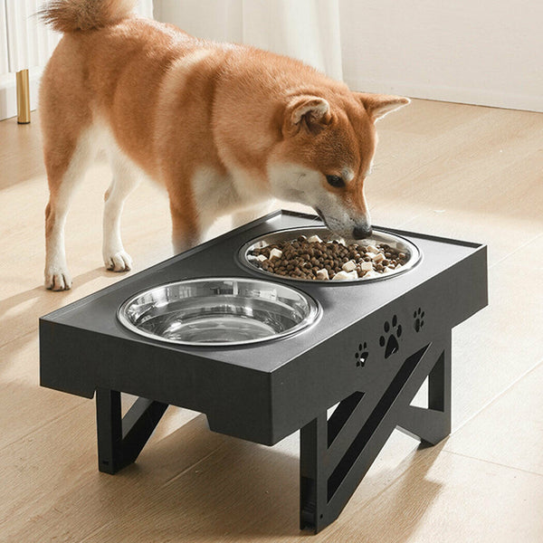 PaWz Elevated Pet Feeder Food Water Double Bowl Adjustable Height Raised Stand - Lets Party