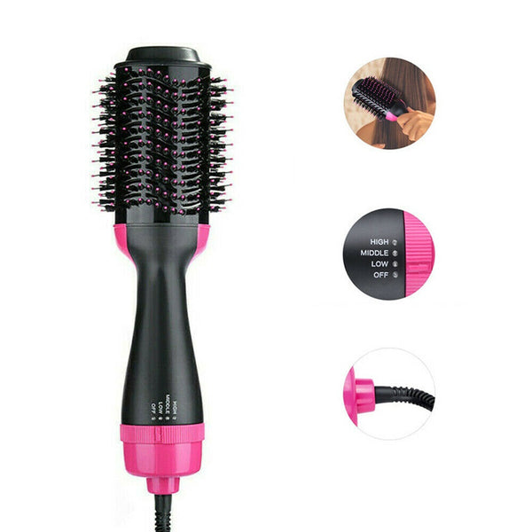 4 in 1 Hot Air One Step Hair Dryer Comb Volumizer Pro Brush Straightener Curler - Lets Party