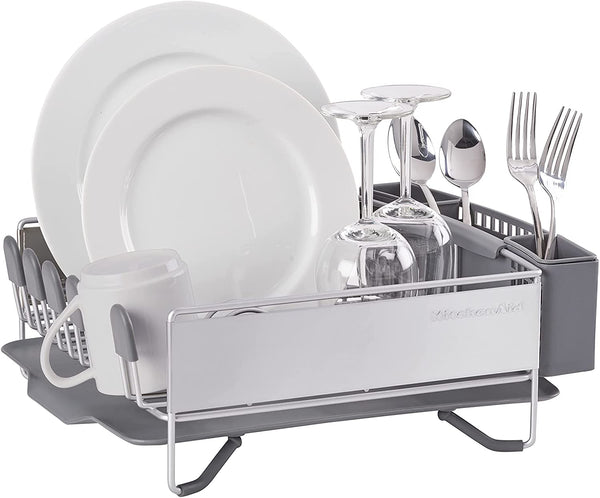 KitchenAid Stainless Steel Compact Dish Drying Rack One Size Grey - Lets Party