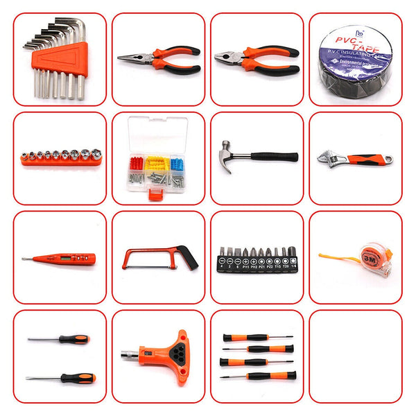 82Pcs DIY Household Hand Tools Kit Set For Garage Bike Car Maintenance Repair - Lets Party