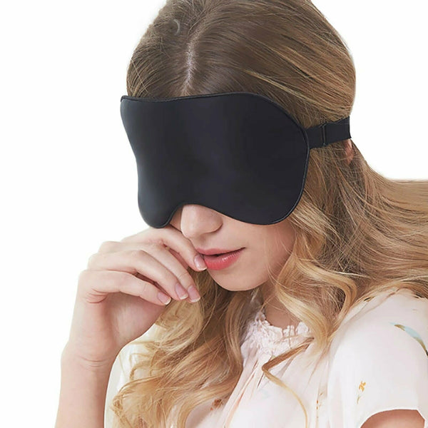 100% Pure Silk Sleeping Sleep Eye Mask Blindfold Lights Out Travel Relax Soft AU - Lets Party