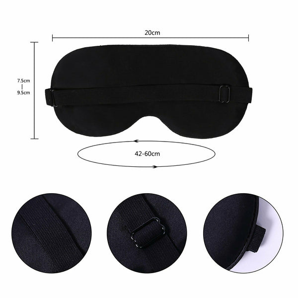 100% Pure Silk Sleeping Sleep Eye Mask Blindfold Lights Out Travel Relax Soft AU - Lets Party