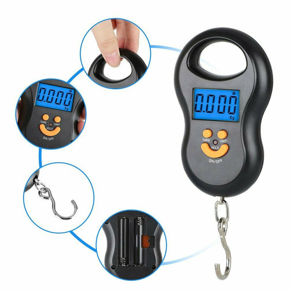 LCD Electronic Digital Portable Scale Luggage Weight Hanging Travel 10G to 50KG - Lets Party