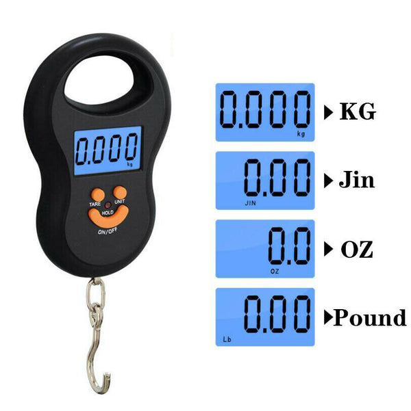 LCD Electronic Digital Portable Scale Luggage Weight Hanging Travel 10G to 50KG - Lets Party