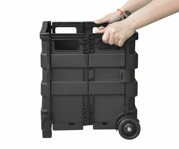 Grocery Basket Foldable Shopping Cart Trolley Pack & Roll Folding Crate Portable - Lets Party