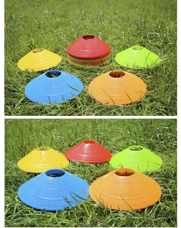 60 Pack Sports Training Discs Markers Cones Soccer Rugby Fitness Exercise - Lets Party