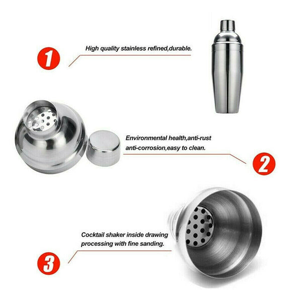 12Pcs Cocktail Shaker Set Mixer Martini Strainer Bartender Kit Spirits Maker Bar - Lets Party