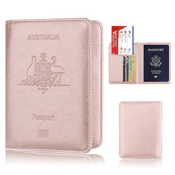 Slim Leather Travel Passport Wallet Holder Rfid Blocking Id Card Case Cover Au - Lets Party