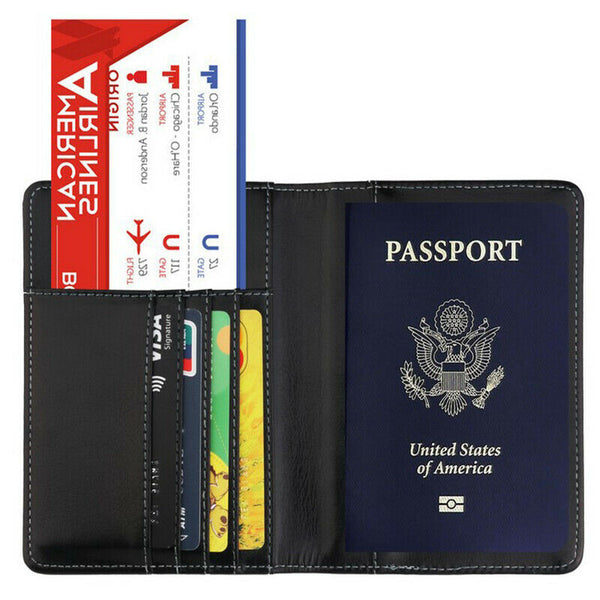 Slim Leather Travel Passport Wallet Holder Rfid Blocking Id Card Case Cover Au - Lets Party