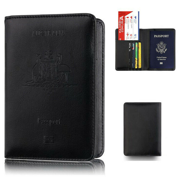 Slim Leather Travel Passport Wallet Holder Rfid Blocking Id Card Case Cover Au - Lets Party